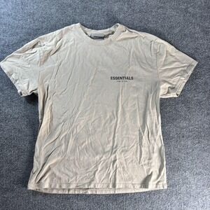 Fear Of God Essentials Shirt Mens Medium Beige Graphic Logo Tee T-Shirt Top
